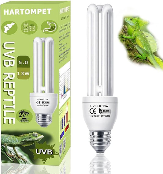 HARTOMPET 5.0 UVB Linear Reptile Lamp 13W, Compact Fluorescent Light for Tropical & Sub-Tropical Habitats, Ideal for Chameleons, Iguanas & Turtles