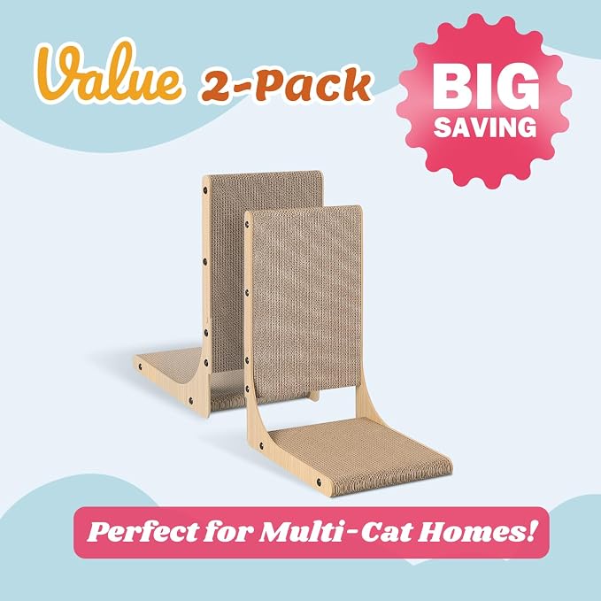 Zakkart 2-Pack L-Shaped Cat Scratching Board, Cardboard, 19.7" Tall (M) - Image 2