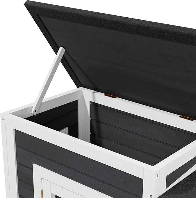 Small Chicken Coop for 2 Chickens,Wooden Chicken Coops with Nesting Boxes Indoor Outdoor,Bunny House Rabbit Hutch Poultry Pet Run Cage with 2 Waterproof Roof, Stairs&Leak-Proof-Tray (White)