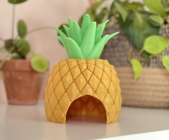 Pineapple Pet Hide - Great for Geckos, Hamsters, Frogs, Mice, Fish Tanks and Other Small Pets! Shedding Hideout Hut