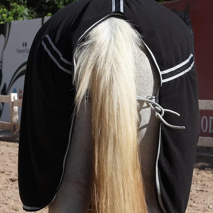 LEAFOREST Horse Fleece Blanket Polar Fleece Cooler Liner Soft Exercise Blankets for Horses Moisture Wicking Sheet in The Barn, Stable, Stall, Pasture, Paddock Black 66 inches