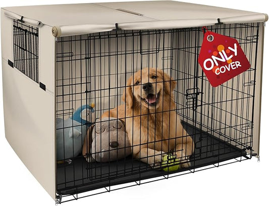 Explore Land 24 inches Dog Crate Cover Heavy Duty Polyester Pet Kennel Sunshade Universal Fit for Wire Cage (Light Tan)