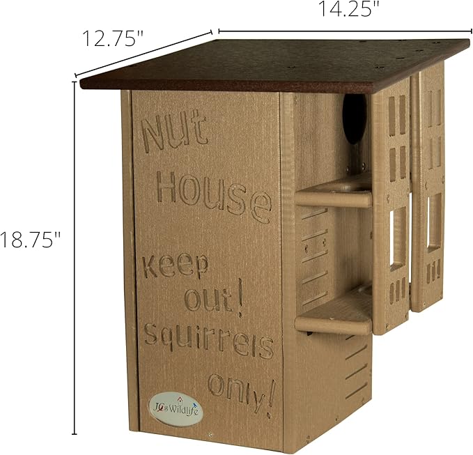 JCS Wildlife Brown & Tan Ultimate Squirrel House Nesting Box - A Perfect Playground and House for Your Squirrels - Squirrel Nesting Box - Made in the USA