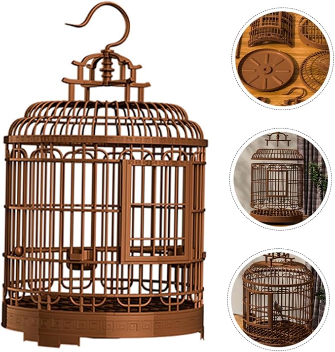 Large Retro Plastic Bird Carrier Cage for Lovebirds Parakeets Cockatiels Spacious Portable Easy Clean Design for Home Travel Use