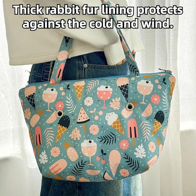 Warm Bird Carrier Bag for Winter Shoulder/Hand Bag Outdoor Portable Travel Carrier with Air Holes for Parakeets Lovebirds Conures Quarkes Caique (Grey,Small)