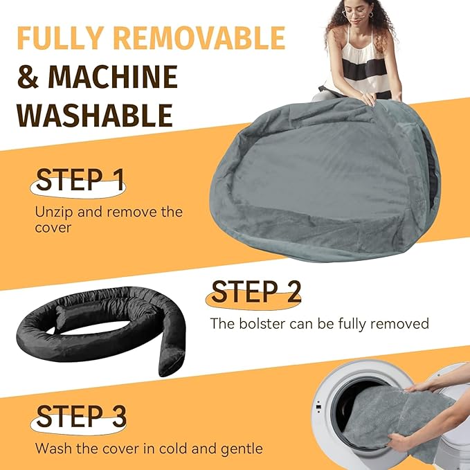 Orthopedic Dog Bed for Extra Large Dogs, XL Waterproof Dog Bed with Bolsters, Supportive Egg Crate Foam Pet Couch Bed with Removable Washable Cover & Non-Slip Bottom, Grey
