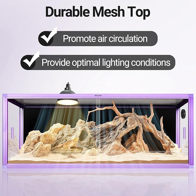 REPTI ZOO 68 Gallon Reptile Terrarium, 48" x 18" x 18" Light Weight Reptile Enclosure, Colored Reptiles Tank with Tempered Glass Door, Large Habitat for Bearded Dragon, Snake, Lizard, Gecko-Purple