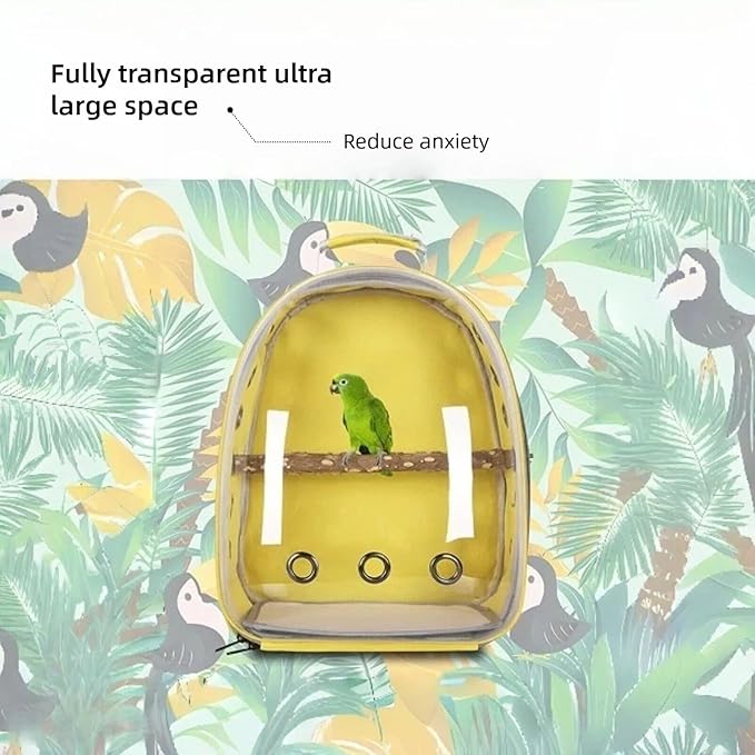 Bird Backpack, Lightweight and Breathable Outdoor Travel Backpack with 12 Breathable Holes, Wooden Pole, Adjustable Shoulder Strap for Birds and Pets (Green)