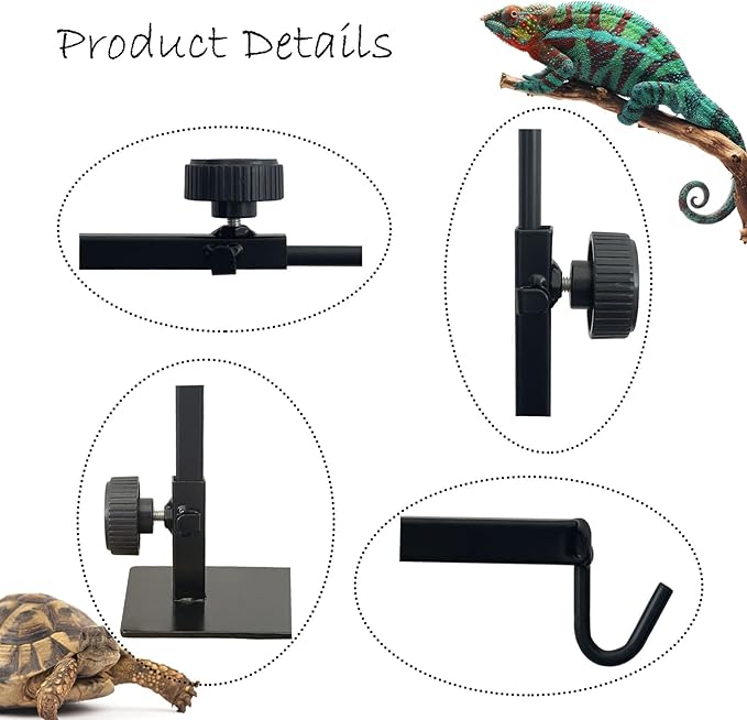 Reptile Lamp Stand,Lizard Heat Lamp Stand Height Adjustable 14.17-24.01" Floor Lamps Bracket Reptiles Tank Light Support for Reptile Glass Terrarium Amphibians Terrestrial Invertebrates Vivarium