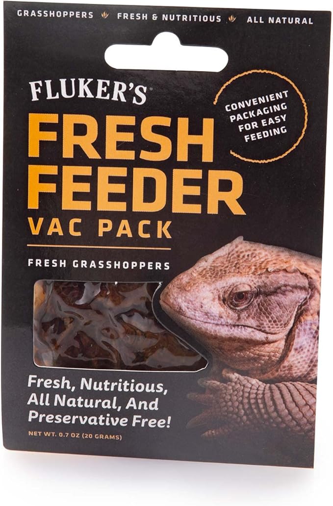 Fluker's Fresh Feeder Vac Pack Grasshoppers, All Natural and Preservative Free, Great for Insect Eating Reptiles, Birds, or Small Animals, 0.7 oz (Pack of 5)