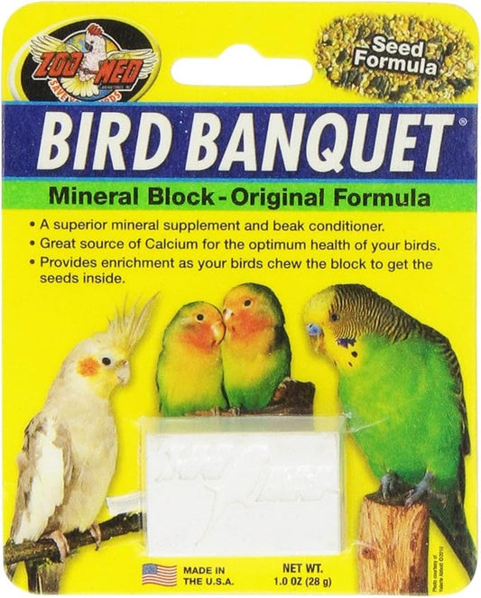 Zoo Med Bird Banquet Mineral Block - Original Seed Formula Small - 1 Block - 1 oz - Pack of 4