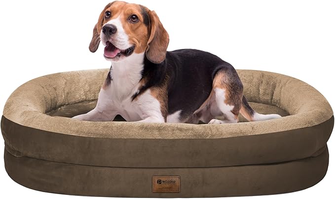 Orthopedic Dog Bed for Medium Dogs, Waterproof Dog Bed with Removable Bolsters, Egg Crate Foam Pet Couch for Medium Size Dog with Machine Washable Cover & Non-Slip Bottom, Coffee