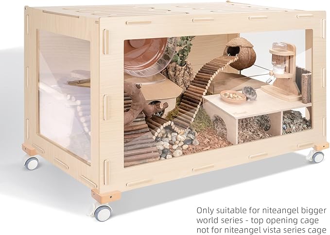 Niteangel Supplement Universal Wheel - Fits for Niteangel Bigger World - MDF Aspen Hamster Cage to Move Your Hamster Cage Simply (Burlywood, for Bigger World - Top Opening Door)