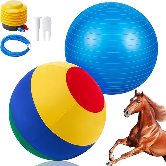 40 Inch Giant Herding Ball with Ball Cover Anti Burst Please Watch VCR for How to Inflation Horse Toys for Horses Entertainment Play, Pump Included(Classic, Mixed Color)