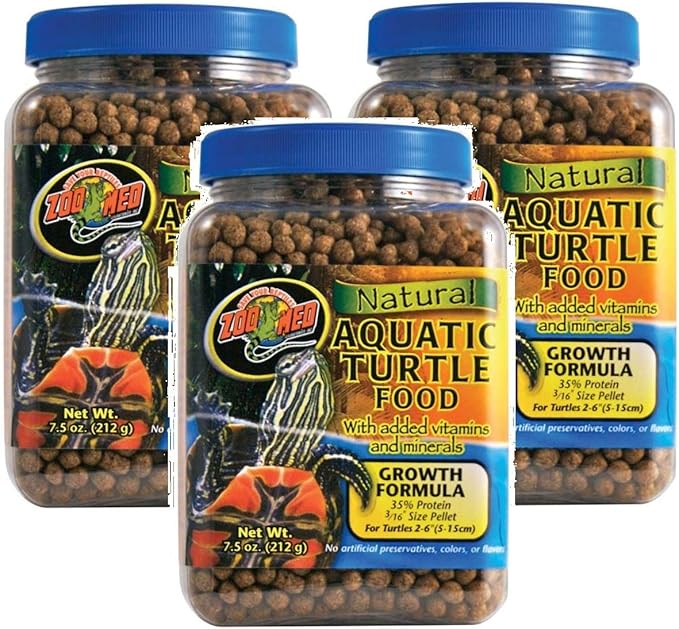 Zoo Med 3 Pack of Natural Aquatic Turtle Food with Growth Formula, 7.5 Ounces Per Container