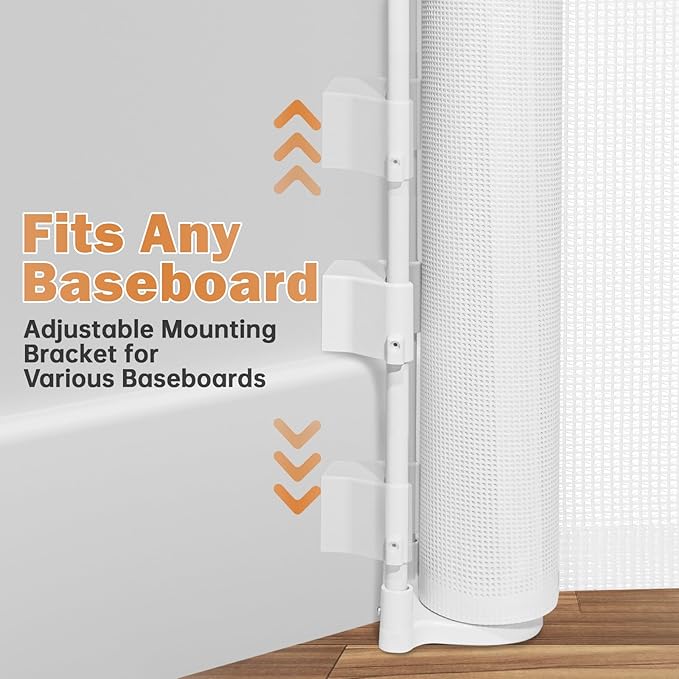 236" Retractable Baby Gates Dog Gate Extra Wide, 42" Tall Child Pet Safety Gate with Reinforced Strips for Stairs, Long Mesh Garage Gates Fence for Outdoor Indoor Large Openings Driveway Decks Patio