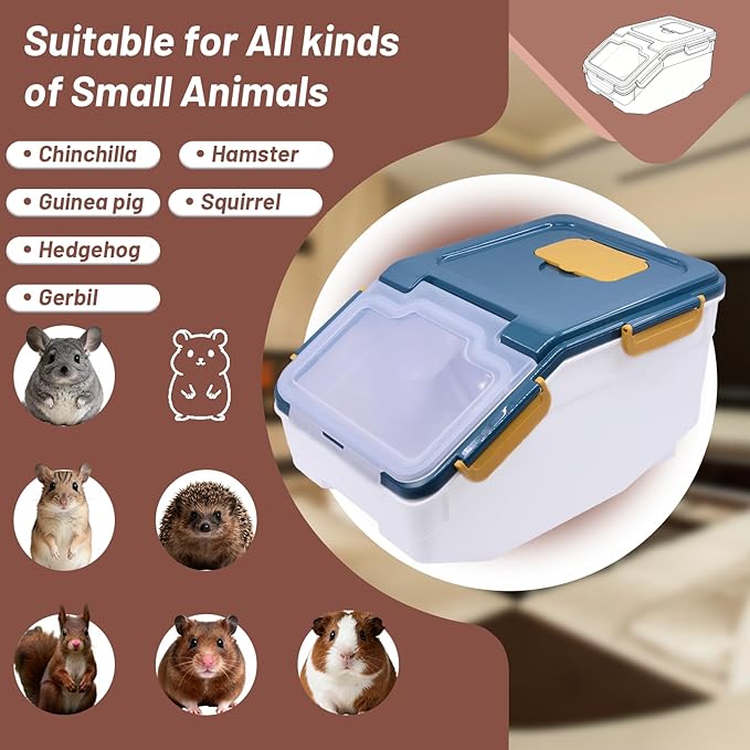 Extra Large Chinchilla Sand Bath Container Kit Plastic Dust Bath House Hamster Shower Room for Hedgehog Guinea Pig Squirrel Small Animals(Blue)