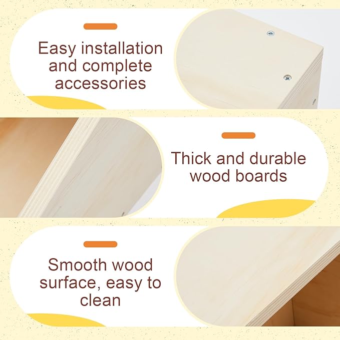 Maxcheck 1 Pack Wood Rabbit Nesting Box, 16x11x11 Inch Wooden Hutch Hideout for Breeding, Natural Burrow Den Alternative for Rabbits & Small Animals