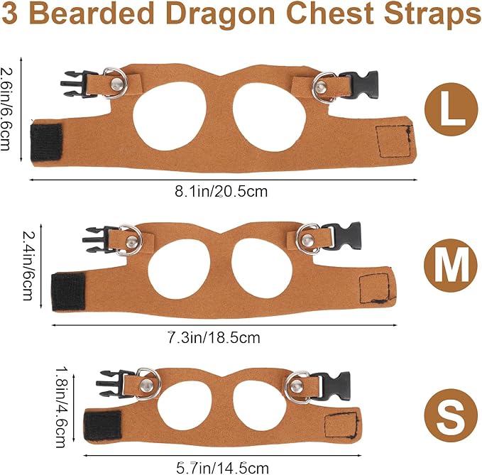 Bearded Dragon Leash & Harness Set, Adjustable Lizard Harness Cool Animals Accessories for Small Pet Animals Reptile Outdoor Safety Walking (S, M, L)