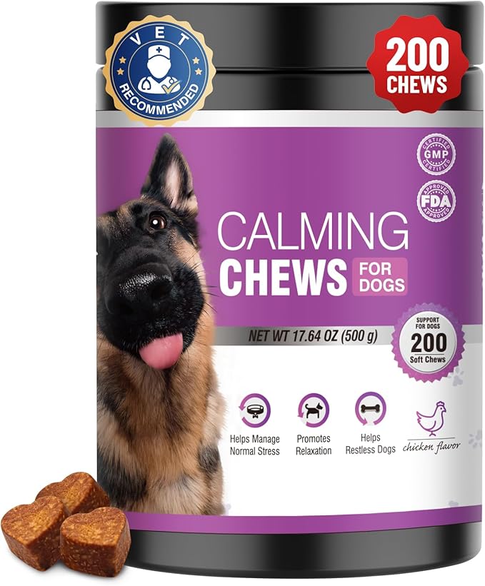 Calming Chews for Dogs 200pc Dog Calming Treat and Bites with Melatonin - Anxiety and Stress Relief Treats for Dogs Puppy Sleep Aid Calm Dog with Noise,Thunder,Barking,Separation,Chewing