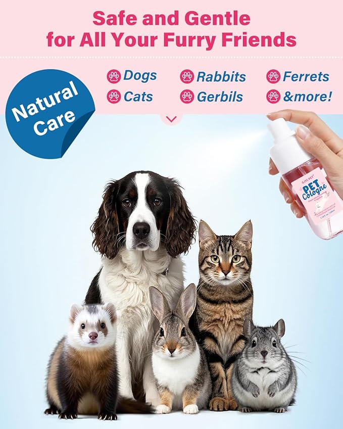Dog & Cat Cologne | Long-Lasting Classic Powdery Scent | Fur-Conditioning, Non-Sticky Odor Control Formula | Travel-Friendly, 3.38 fl. oz