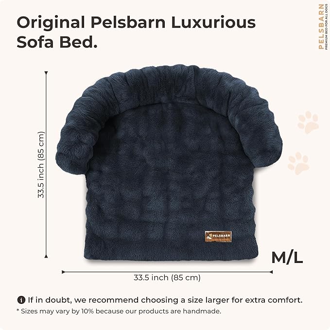 Pelsbarn Dog Bed for Couch, Luxurious Sofa Bed for Dogs with Non-Slip Oxford Bottom - Faux Rabbit Fur with Removable Cover, Large, Gray - 33x33 in