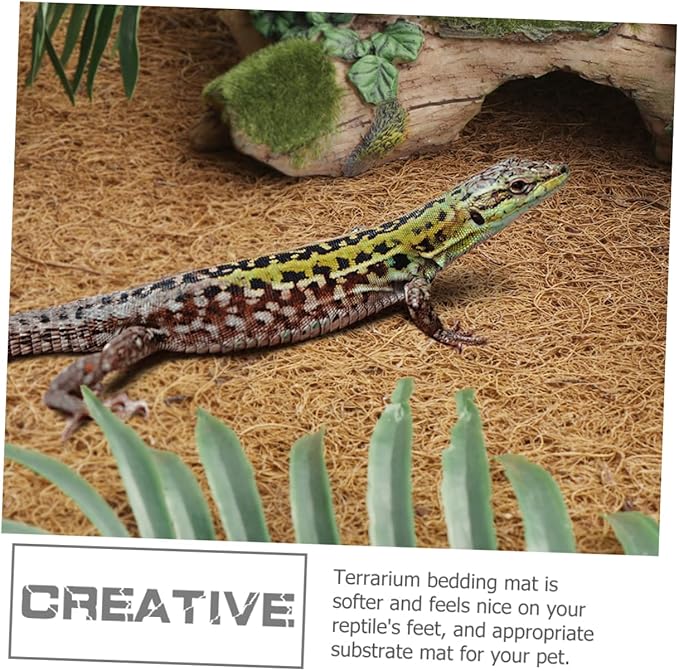 POPETPOP Reptile Coconut Fiber Bedding Mat for Tortoise Lizard Gecko Terrariums Non-Slip Substrate Liner for Safe Resting and Playing Reptile Cages