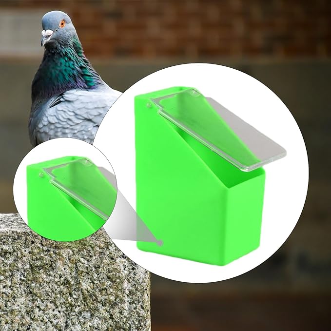 Pigeon Feeder, Food Storage Case, Single Hole Hanging Box, Dove Bird Feeding Case for Parrots Canaries Chickens Pigeons, Green