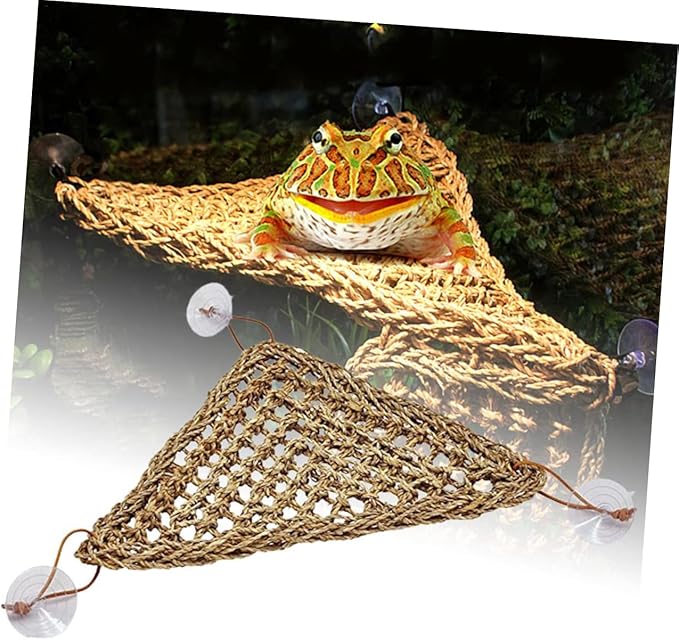 TOYANDONA Stable Triangle Lizard Hammock Swing Mat with Suckers Elevated Reptile Bed for Geckos Small Crabs for and Install