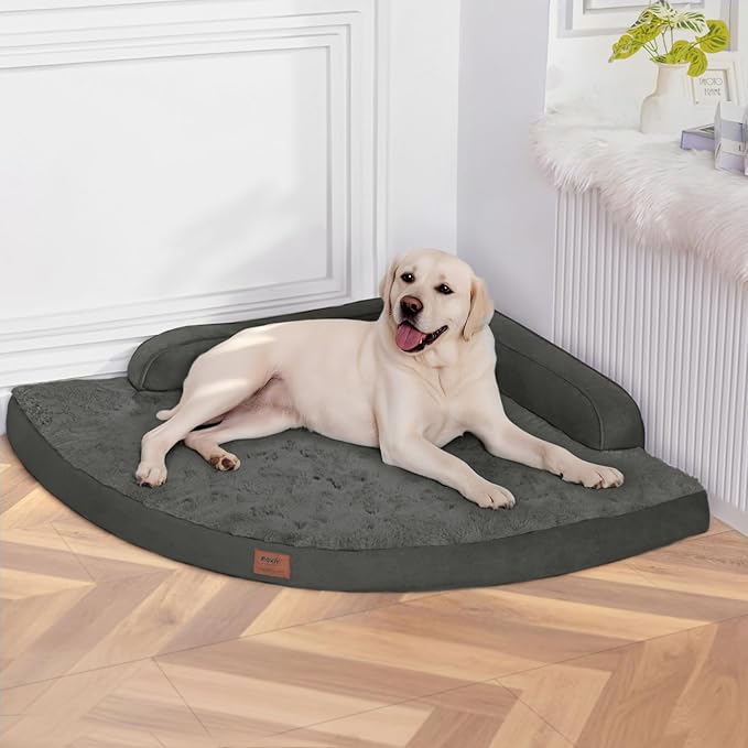 MEKIY Large Orthopedic Dog Bed with Sides XXL Dog Beds with Removable Washable Cover Non-Slip Waterproof Pet Bed for Extra Large Dogs - Dark Grey XXL