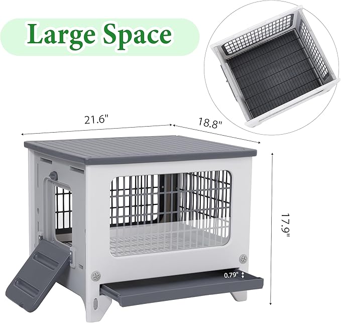Rabbit Hutch Outdoor Indoor Plastic Waterproof Bunny Cage Enclosure Chew-Proof Rabbit House Guinea Pig Cage Pet House for Small Animals, One Room