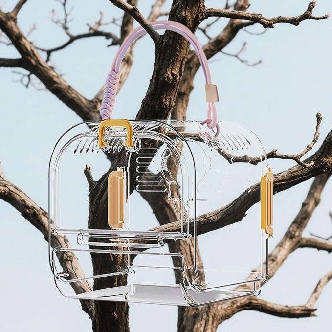 Parakeet Travel Carrier Cage, Bird Resting Habitat, Pull-Out Tray, Sturdy Pet Accessory with Practical Structure, Travel Cage for Budgies Cockatiels Conures Sparrow Use