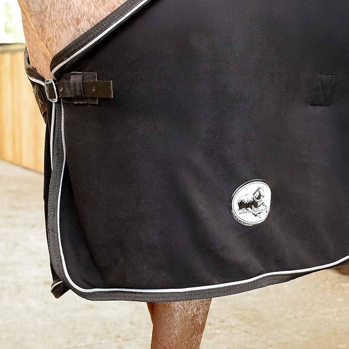Jeffers Equine Elite Fleece Horse Cooler Blanket, 69 Inch – Soft, Adjustable Fit, Lightweight, Easy Care, Moisture Wicking Cooling Sheet with Surcingle for Post Exercise, Travel for Horses – Black