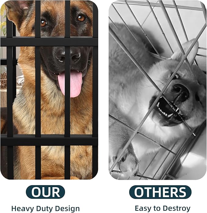 54 Heavy Duty Dog Crate with Mat, Escape Proof Dog Kennel Indoor, High Anxiety Dog Cage with Double Door, Extra Large Crate for Large Dogs with Removable Tray
