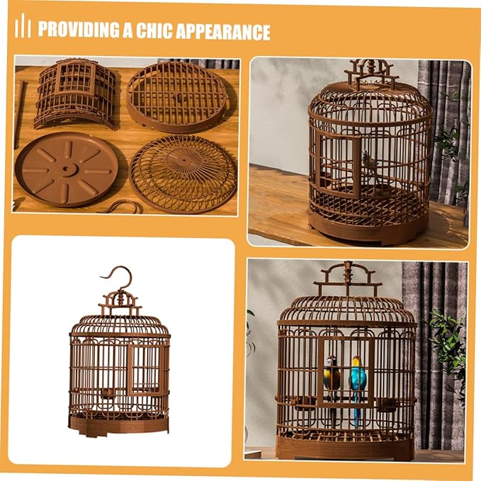 Vintage Birdcage Villa Large Decorative Plastic Cage for Parakeets Budgies Cockatiels Travel Indoor Use