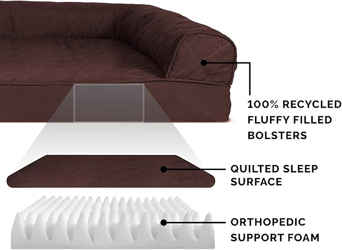 FurHaven Soft, Orthopedic Foam Sofa Dog Bed with Washable & Removable Cover - Quilted - Coffee, Dogs Up to 35 lbs - Medium