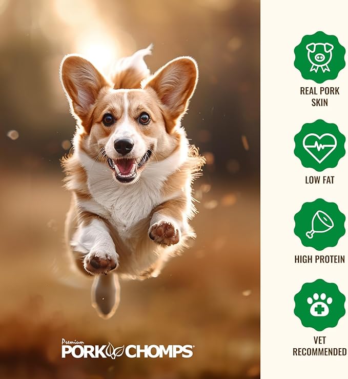 Pork Chomps Baked Pork Skin Dog Chews, 6-inch Twists, Bacon Flavor Wrap, 4 Count (Pack of 2)