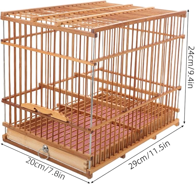 Natural Bamboo Birdcage Stand Small Bird Travel Cage Budgie Cage Parrot Carrier Parakeet Carrier for Cockatiels