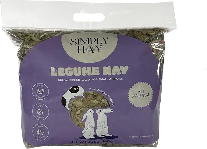 Legume Hay – Premium Perennial Peanut Hay for Rabbits & Small Pets – Sweet, Appetizing Flavor, Nutrient-Rich, All-Natural, Hand-Packed on Family Farms (30 Ounces)