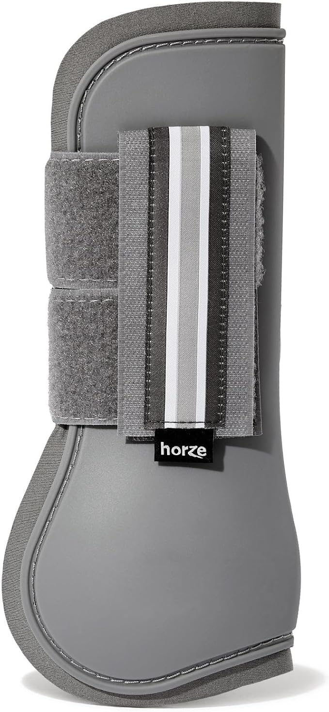 HORZE Adepto Open Front Tendon Boots | Durable Shell with Neoprene Lining - Steel Grey - Cob