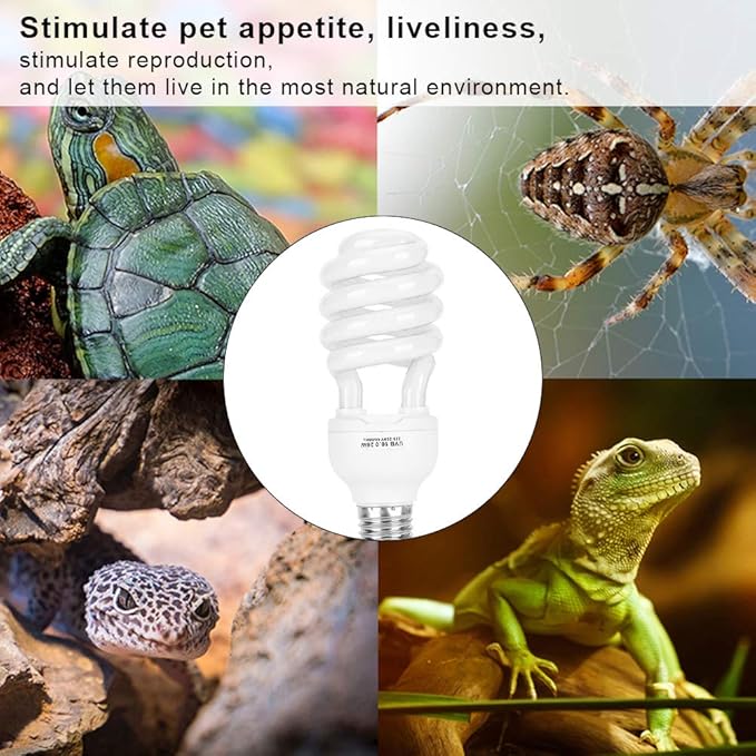 UVB Reptile Light, Energy Saving Lamps, Desert Reptile Terrarium Lamp for Rainforest Type Reptile Snake Lizard Bearded Dragon