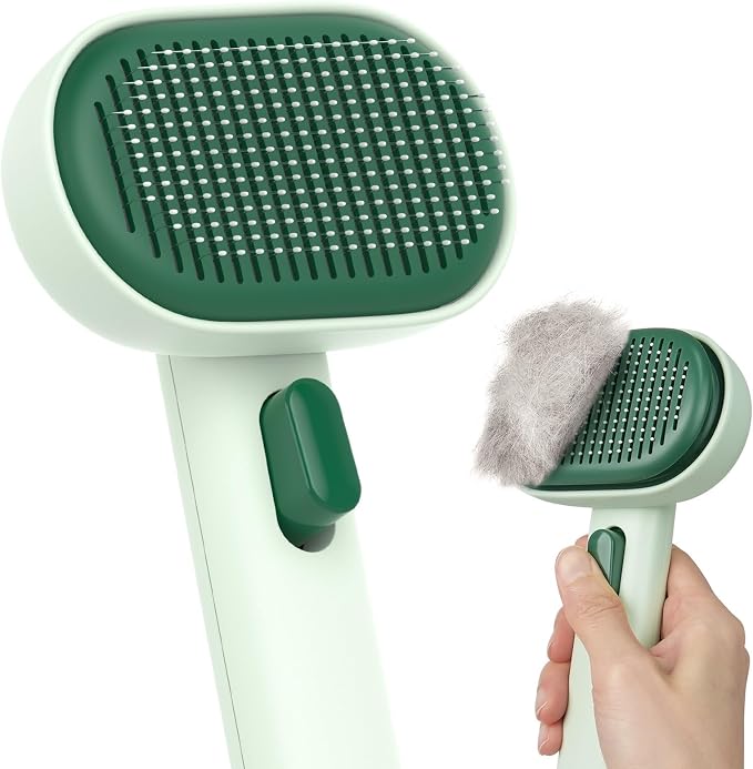 aumuca Cat Brush for Shedding, Cat Brushes for Indoor Cats, Horses Grooming Deshedding Brush for Dog Kitten Horse Massage Removes Loose Fur, Forest Green by aumuca