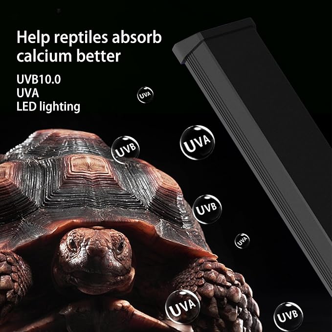 UVB & UVA Light for Reptiles, Dimmable LED Full Spectrum Sunlight Lamp with 3 Lighting Modes, 4/8/12H Timer for Tortoise, Gecko, Bearded Dragon, 8W Reptile Lamp, 8IN
