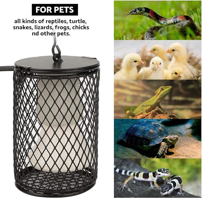 Yosoo 100w Ceramic Heat Preservation Light for Reptile, Fast Heating Heat Lamp with Cage for Turtle, Snakes, Lizards, Frogs, Chicks, Reptile Heat Lamp Cap, Reptile & Amphibian Habitat Lighting