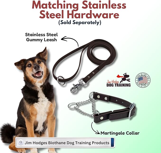 Martingale Collar for Dogs, Biothane, Stainless Steel Hardware, No Pull, Made in The USA, Professional Grade, XXS, Brown