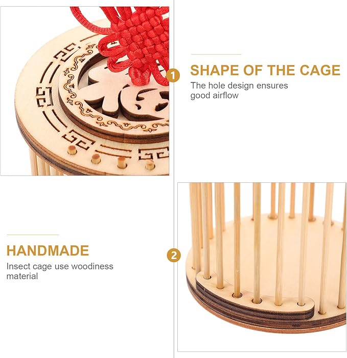 Mipcase Grasshopper Cage 2 Pack Lightweight Wooden Breeding Habitat for Crickets Small Pets Portable Outdoor Exploration Science Learning