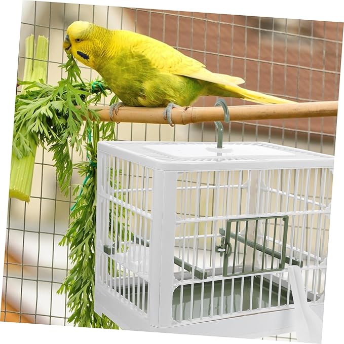 POPETPOP Foldable Bird Travel Cage with Stand Portable Bird Carrier for Parrots Parakeets Easy to Clean and Transport Design for Outdoor Use