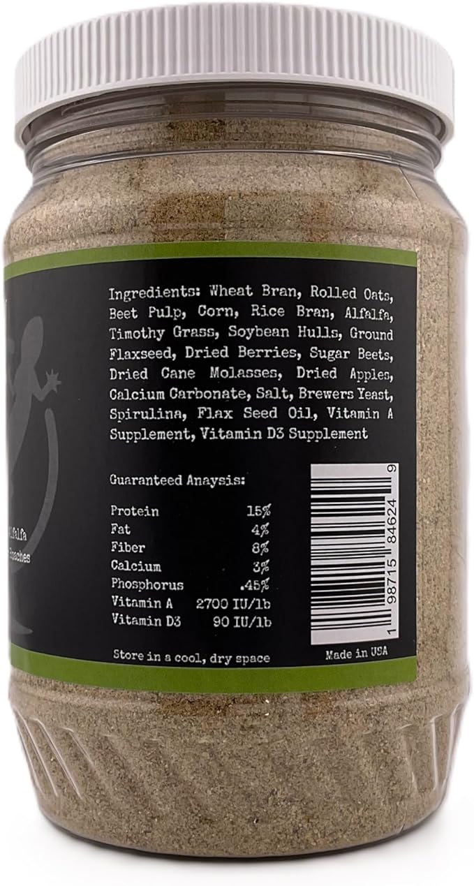 Roach Chow – Alfalfa Flavored Daily Balanced Diet for Dubia Roaches and Feeder Insects – 10 oz Plastic Jar