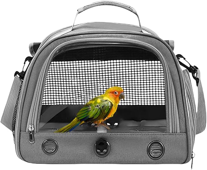 Breathable Parrot Carrier Bag – Portable Zippered Travel Bag Wi Shoulder Strap for Birds, Comfortable Transport for Parrots, Parakeets, and Small Pets | Suitable for Walking, Outdoor Sunbathing