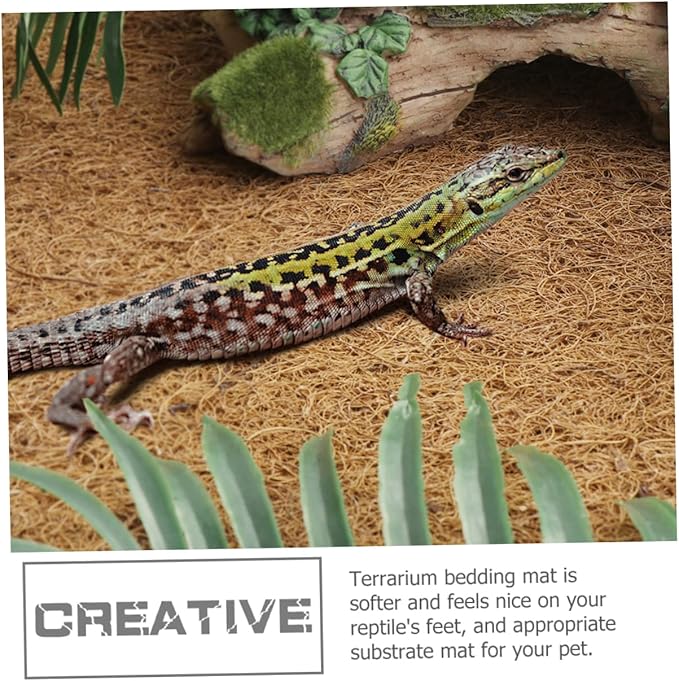 GANAZONO Coconut Fiber Reptile Mat Easy Clean Lizard Cage Pad Insulating Bedding for Bearded Dragon Terrarium